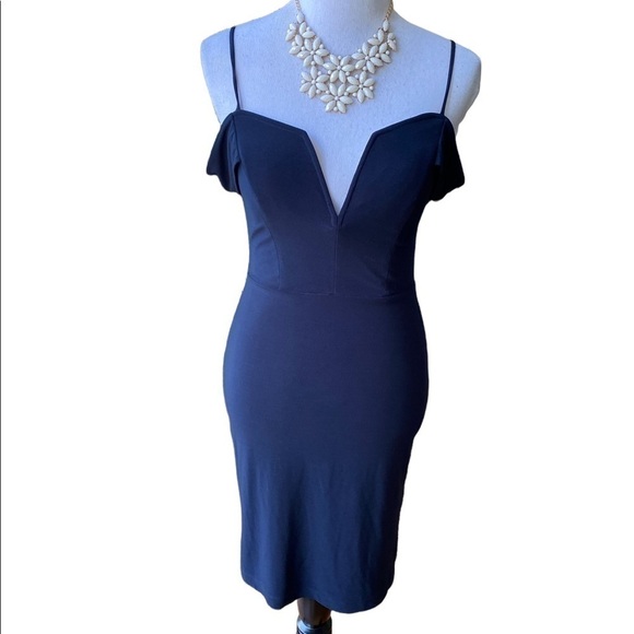 City Studios Womens Trendy Black Cold-Shoulder Spaghetti Straps Dress Jr. Size 7 - Picture 1 of 14